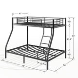 Klwenas Maec Twin Over Full Loft Bunk Beds for Kids,Teens & Adults,Heavy Duty Metal Bed Frame with Ladder,No Box Spring Needed,Space Saving Bedroom Furniture (Twin Over Full) Klwenas Maec