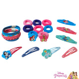 Luv Her Disney Girls' Hair Accessories Set - 20 Pack Featuring Disney Princesses - Includes 3 Barrettes, 4 Snap Clips, 5 Elastics, 8 Terry Ponies - Everyday Wear, Special Occasions, Ages 3+ LUV HER