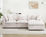 POYISOU 101" Cloud Couch Sectional Sofas for Living Room, L Shaped Modular Couch with Ottoman, Large Convertible Modern 3 Seats Sofa Chenille Comfy Couches for Apartment Lounge, Beige POYISOU