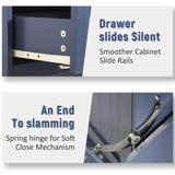 LOUVIXA Tilt Out Trash Can Cabinet with Double Hidden Trash Can Holder, Kitchen Free Standing Recycling Cabinet,Dog Proof Trash Can,Wood (Blue) LOUVIXA