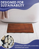 Upolana Teak Shower Mat, 32 x 18 inch Wood Bath Mat for Inside Shower, Premium Wooden Shower Floor Mat, Teak Wood Bath Mat for Bathroom Spa & Outdoor Use Upolana