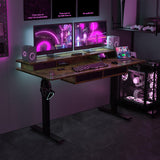 FICIHI Electric Standing Desk USB A/C Charging Port, Electric Height Adjustable Desk,63 x 30 inches Desk with 4 Drawers,Larger Table Legs,Ergonomic Workstation Suitable for Home Gaming Office FICIHI