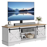 YITAHOME Farmhouse TV Stand with Mount, Television Stand Mount with 3 Height Adjustment for 32-70 inch TVs, Entertainment Center Media Console w/Sliding Barn Door for Living Room, Grey White/Grey Wash YITAHOME