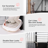 BriSunshine Cat Cages Indoor, 3 Tier DIY Cat Enclosure with Large Hammock, Metal Wire Pet House Kennels Crate Catio with Litter Box, Bed, Scratchers, Bowl, Stairs for 1-2 Cats BriSunshine