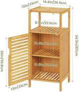 VIAGDO Bamboo Cabinet, Bathroom Storage Cabinet with Single Door and Shelf, Freestanding Bathroom Cabinet, Kitchen Cupboard, Sofa Side Table for Living Room/Hallway/Kitchen VIAGDO