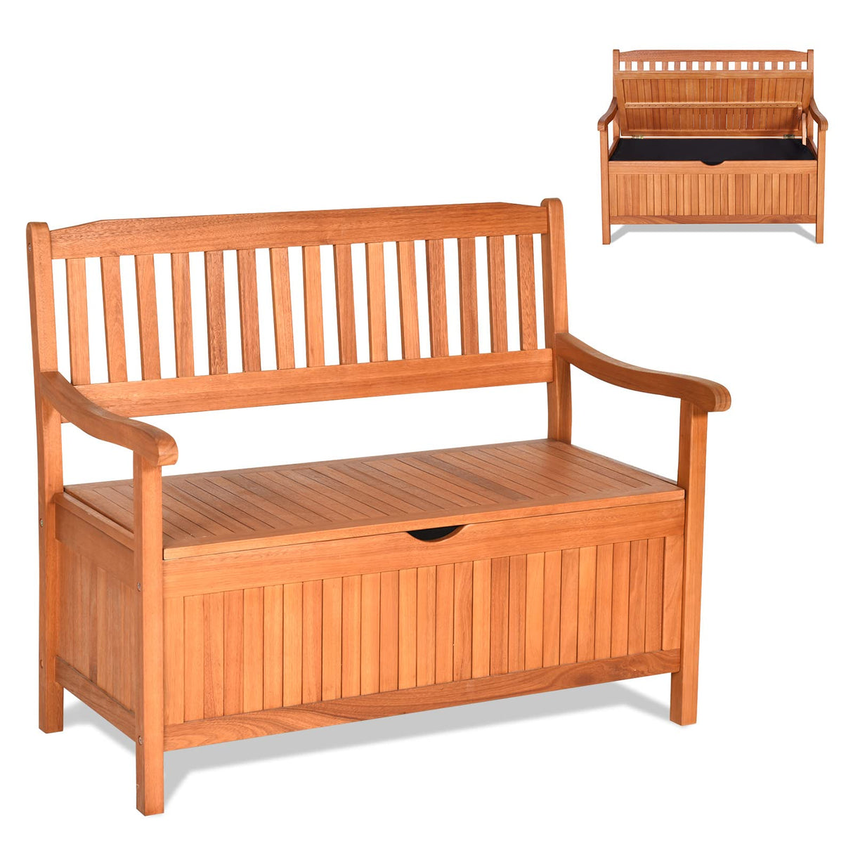 Toolsempire Outdoor Storage Bench, Wooden Bench with Storage, Removable Lining & Portable Handles, Patio Storage Bench Deck Bench for Outdoor, Garden, Balcony & Porch Toolsempire