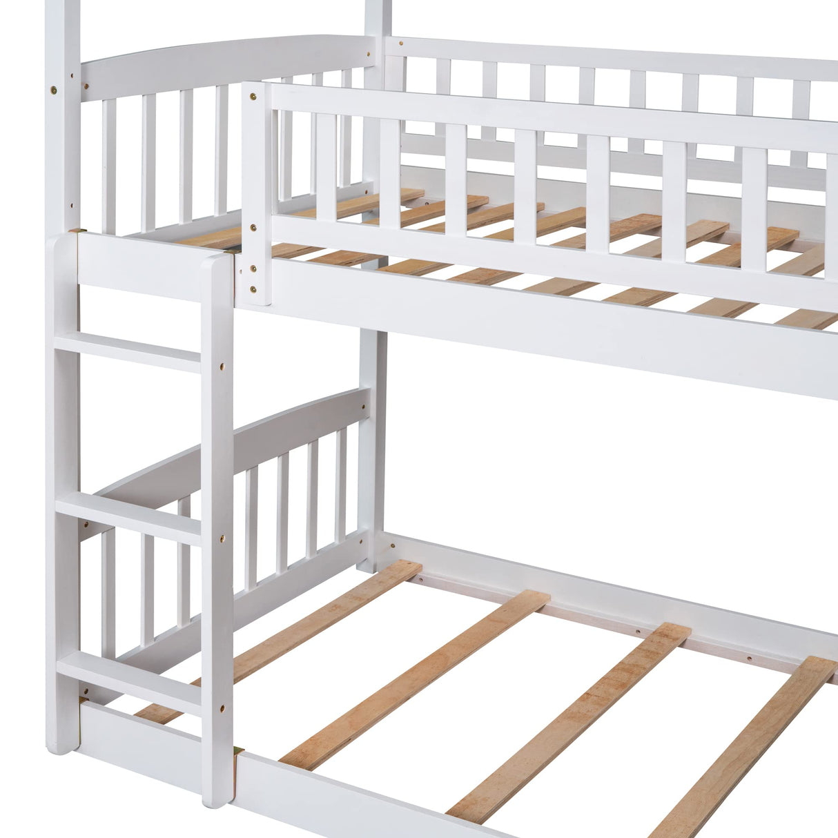 Harper & Bright Designs Kids House Bunk Beds with Slide, Wooden Twin Over Twin Bunk Bed Frame with Ladder, Guardrails, Bunk House Bed for Kids, Teens, No Box Spring Needed Harper & Bright Designs