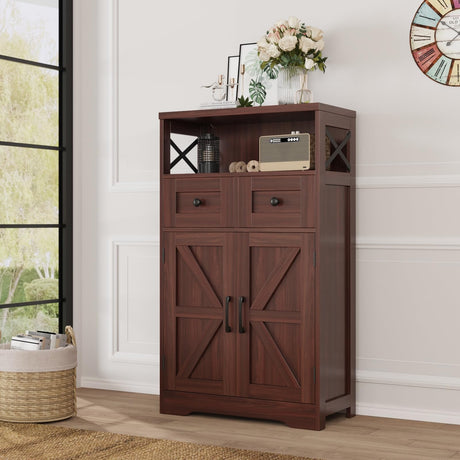 Dark Brown Storage Cabinet with Drawers and Shelves, Standing Kitchen Pantry Cabinet, Floor Storage Cabinet Hutch Cupboard, Coffee Bar Cabinet Station for Dining Living Room Home Office Befrases