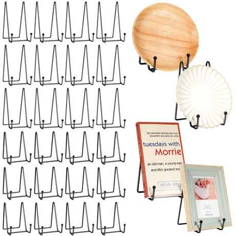 Mixweer 24 Pcs Plate Stands for Display Metal Display Stand Photo Easel Stand Book Holder Picture Stand for Decorative Display Easels Picture Frame Stand Plate Rack (4.3 Inch, 6 Inch) Mixweer