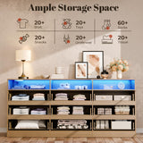 STIKELY 9 Drawer Dresser for Bedroom with Power Outlet and LED Light, Dresser Chest of Drawers for Closet, Modern Dressers Organizer Cabinet for Living Room, Entryway, Hallway STIKELY