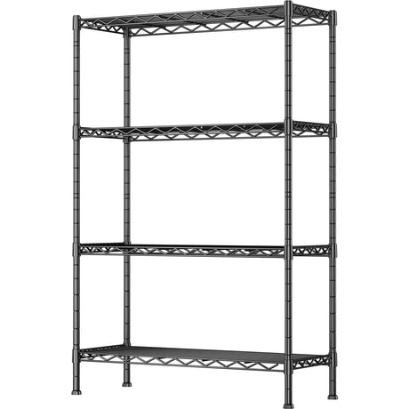 GIOTORENT 4-Wire Garage Shelving Storage Shelves, Metal Shelf Organizer 1400Lbs Capacity, Kitchen Storage Adjustable Shelf for Laundry Bathroom Pantry Closet, Black 36.2''L x 14''W x 53.4''H GIOTORENT