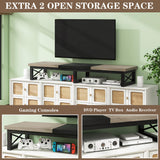 IBUYKE 45" Large TV Riser for 32-60 inch TV,Tabletop Short TV Stand with Storage and Steel Legs,Dual Screen Office Desk,Stand Riser,TV Riser Stand for Home,Bedroom,Living Room,Greige Black TVT002YB IBUYKE