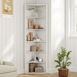 Furnify 6 Tier Corner Shelf with Adjustable Shelf, 68" Tall Corner Bookshelf Bookcase, Freestanding Corner Display Storage Shelf for Living Room, Office, Kitchen, Bath Room,Small Space, White Furnify
