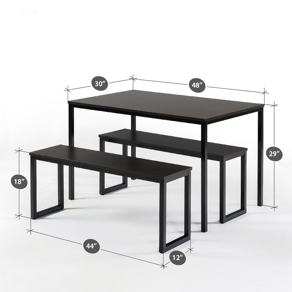 ZINUS Louis Modern Studio Collection Soho Dining Table with Two Benches (3 piece set) - Espresso Zinus