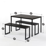 ZINUS Louis Modern Studio Collection Soho Dining Table with Two Benches (3 piece set) - Espresso Zinus