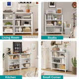 BON AUGURE White Bookcase, 3 Shelf Bookshelf, Farmhouse Wooden Book Cases/Shelves, Small Open Storage Book Shelves for Home School Library Office Bedroom Kids (White Oak) BON AUGURE