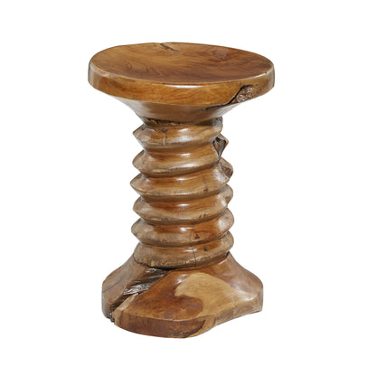 Deco 79 Rustic Teak Wood Stool Accent, Side Table 13" x 13" x 19", Brown - WoodArtSupply