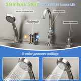 ROOMTEC 304 Stainless Steel Dog Washing Station, 50 Inch Professional Dog Grooming Tub, Pet Bathtub with Sink, Storage Drawer,Ladder ROOMTEC