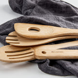 Naturoom Kitchen Utensils Set of 8 PCS, 12Inches Bamboo Wooden Cooking Spoon & Spatula Tools Perfect for Non-Stick Cookware (Bamboo 12inches) Naturoom