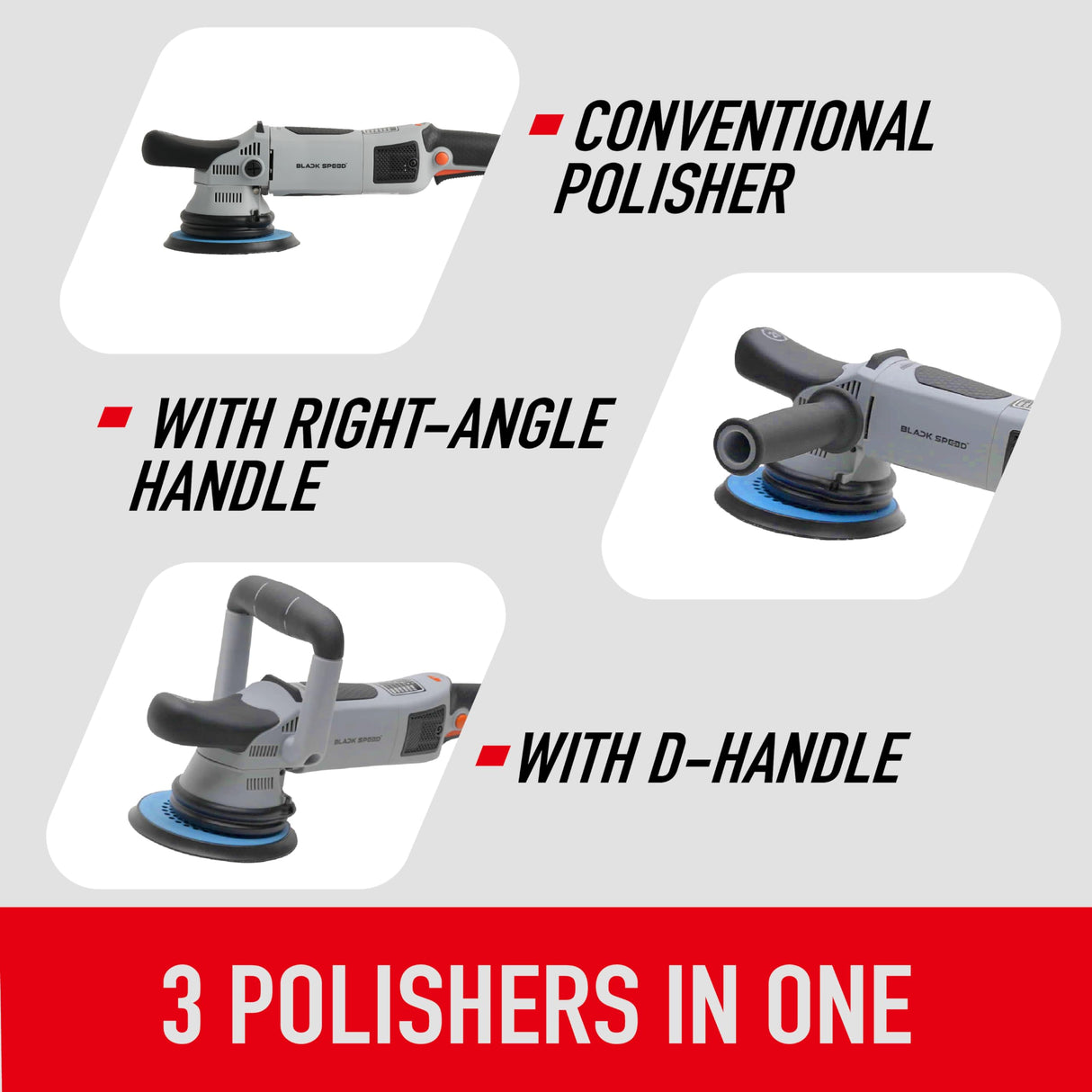 Nanoskin Black Speed 21mm Long-Throw Random Orbital Polisher - 750W, 7.5-Amp Motor, BOSCH™ Bearing Construction, Vented Flexible Backing Plate | For Automotive Paint, Glass, Metal Surfaces Detailing Nanoskin