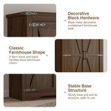 Befrases 72" H Farmhouse Storage Cabinet with Adjustable Shelves, Large Pantry Organize with 2 Barn Doors, Tall Freestanding Cabinet for Kitchen, Bathroom/Garage/Basement/Living/Utility Room, Brown Befrases