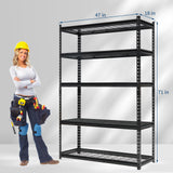 COOLYI 71" H/47 W/18 D Garage Shelving Heavy Duty, 2200LBS Garage Storage Shelves, 5-Tier Adjustable Metal Storage Rack for Industries, Warehouses, Basement COOLYI