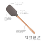 Tovolo Flex-Core Wood Handled Silicone Spatula, Charcoal Tovolo