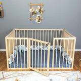 Montessori Floor Bed Full Size 54x75" / Height 38.58'' | Pine Tree Toddler Bed Frame, Wood Bed Frame | Gift For Kids Room Decor Special Bed (Full) Generic