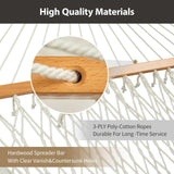 CHULIM Outdoor Double Hammock with Hardwood Spreader Bars, Cotton Rope Hammock with Polyester Pad and Pillow, 475 LBS Capacity 2 Person Hammock, Large Hammock for Patio Backyard Poolside - Tan CHULIM