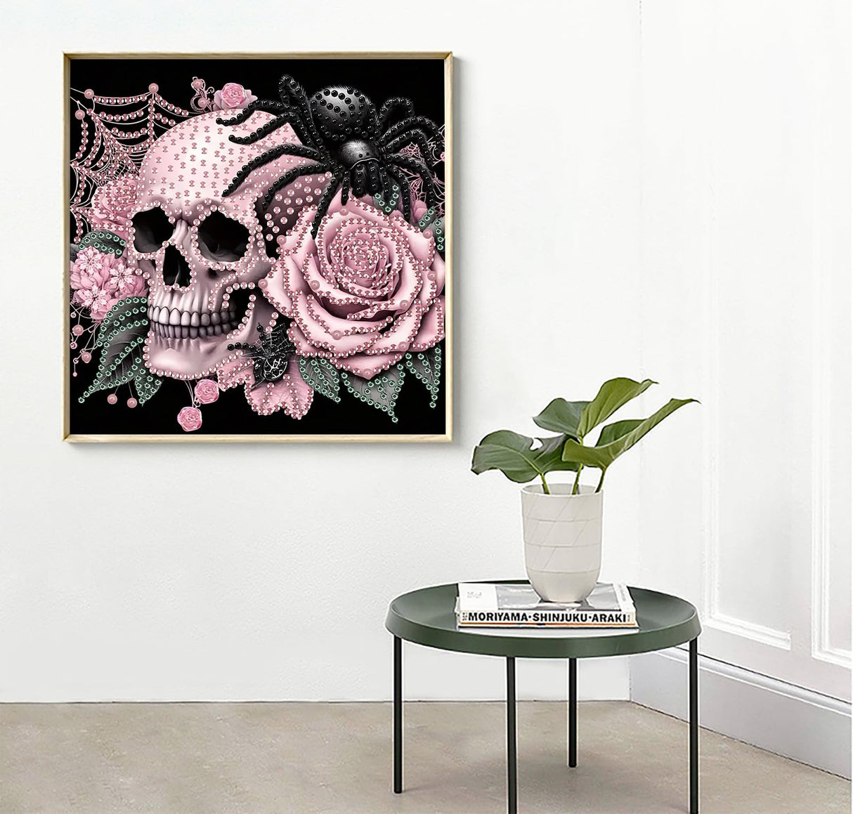 APTDYIGL 5D Halloween Pink Skull Diamond Painting Kits for Adults Beginner,Rose SpiderSpecial Shape Diamond Art Kits,DIY Full Drill Diamond Dot with Gem Art Kits,Home Wall Decor 11.8x11.8inch APTDYIGL