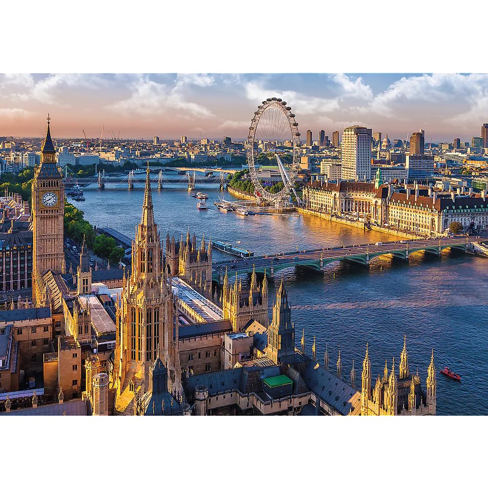Trefl London 1000 Piece Jigsaw Puzzle Red 27"x19" Print, DIY Puzzle, Creative Fun, Classic Puzzle for Adults and Children from 12 Years Old Trefl