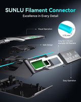 SUNLU Official Filament Connector, Fast Heating Filament Connector for 3D Printer Filament 1.75mm, Up to 240°C, Compatible with PLA PETG TPU ABS PA Nylon, Easy to Use, Pack with 200PCS PTFE Sleeve SUNLU