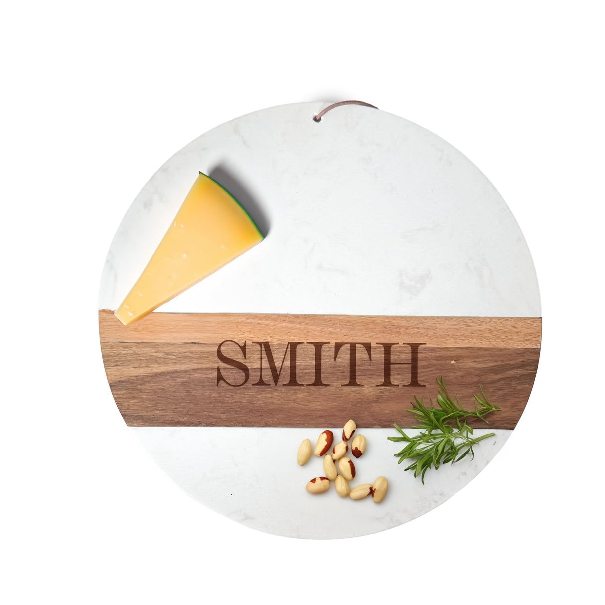Marble And Wood Cutting Boards For Kitchen - Engagement Gifts For Couples, Personalized Wood And Marble Charcuterie Board, Personalized Round Cutting Board - Marble Cheese Board Glam Celebration