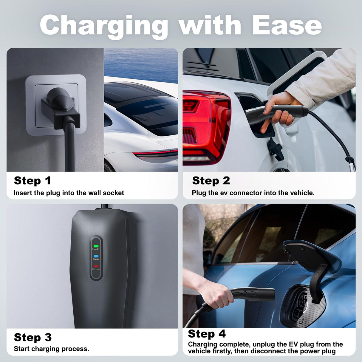 EV Charger for Tesla 16A, Electric Vehicle Portable Charger with 20FT Cable, Home EV Charging Station for J1772 Electric Cars, 16Amp 110V-240V, NEMA 6-20 & NEMA 5-15 Plug VDLPOWERVP