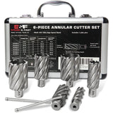 S&F STEAD & FAST Annular Cutter Set, 2 inch Depth of Cut, 7/8, 1-1/8, 1-1/4, 1-1/2, 1-3/4, 2" Cutting Diameter, 3/4 Weldon Shank, Mag Drill Bits Kit for Magnetic Drill Press S&F STEAD & FAST