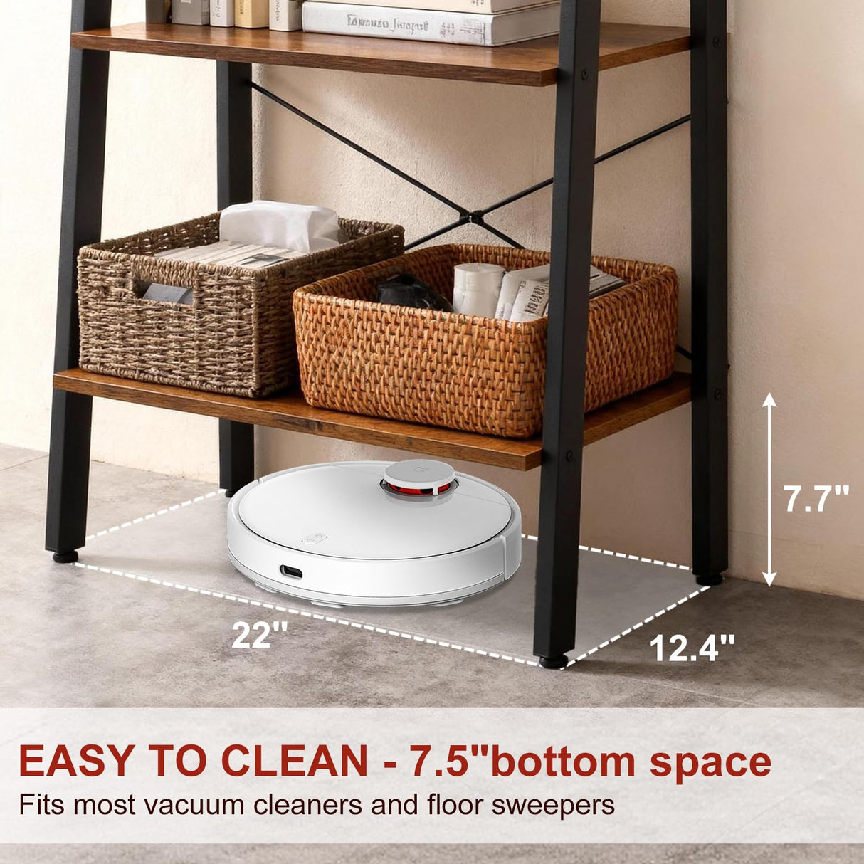 DUMOS Ladder Shelf, 4-Tier Display Bookshelf, Industrial Style Storage Standing Shelf, Decorative Shelves with Stable Frame for Living Room, Bedroom, Office, Kitchen, Bathroom, Brown DUMOS