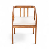 Christopher Knight Home Lucid Set of 2 Outdoor Dining Chair, Acacia Wood Frame Dining Chairs, Accent Chair Set with Comfortable Cushions, Patio Armchair for Backyard Poolside Garden, Natural + Beige Christopher Knight Home