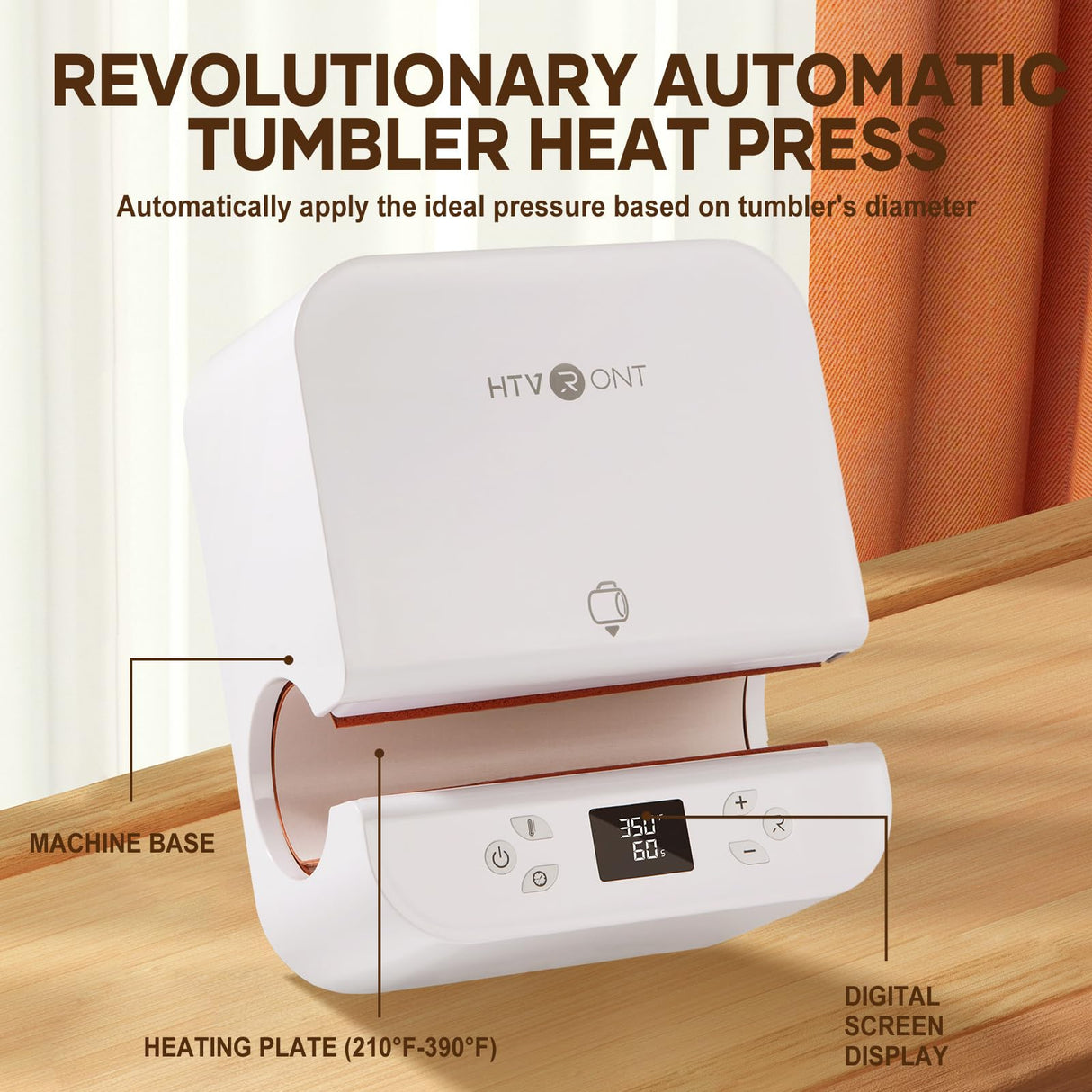 HTVRONT Auto Tumbler Heat Press Machine with 8 Pack Frosted Sublimation Glass Blank with Bamboo Lid HTVRONT