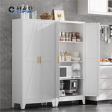 COFaR Metal Storage Cabinet, 61 in Tall Metal Cabinet with 3 Adjustable Shelves and Barn Doors, Farmhouse Cupboard Storage for Kitchen Pantry Garage Laundry, 4-Tier White COFaR