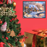 wifreo 5D Diamond Painting Christmas Snow Scene, Diamond Painting by Number Kits for Adults Kids, Round Drill Embroidery Cross Stitch for Home Wall Decor Office Decoration (15.7x11.8inch) wifreo