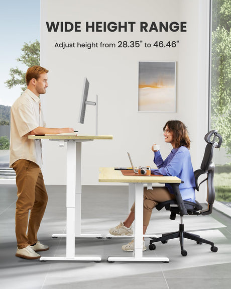 ErGear Height Adjustable Electric Standing Desk, 63x 28 Inches Sit Stand up Desk, Large Memory Computer Home Office Desk (Natural) ErGear