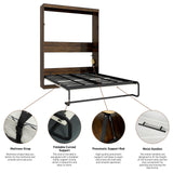 Hlivelood Queen Size Murphy Bed with 2 LED Lights, Farmhouse Wood Hidden Foldable Wall Bed Frame w/Gas Struts, Storage Bed Cabinet for Bedroom, Office, Space-Saving, No Box Spring Needed, Rustic White Hlivelood