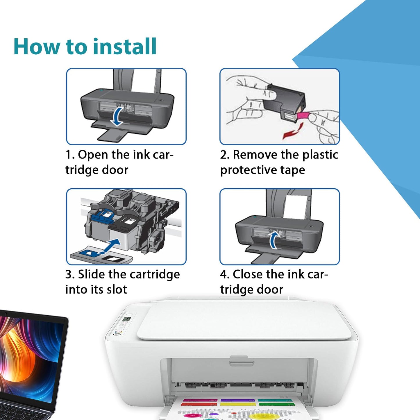 63XL Ink Cartridges for HP 63 XL Black Color Combo Pack Replacement for HP63 HP63XL for 4650 3830 5255 4520 5258 3630 4652 4655 5200 4512 3632 5252 2132 1112 3631 2130 4510 3634 3833 4511 5222 Printer