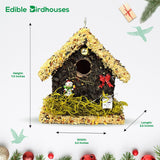 Edible Birdhouses Handmade Unique Wooden Birdhouse Covered w/Birdseed- Reseedable Bird Feeder-Made in USA- Holiday Design! (SL) EDIBLE BIRDHOUSES