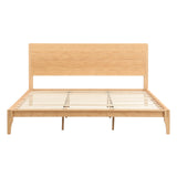 Merax King Size Bamboo Platform Bed, Mid-Century Modern Bed Frame with Tall Headboard, Solid Sustainable Bedframe King-Size, Wood Slat Support, No Box Spring Needed, Easy Assembly, Natural Merax