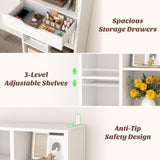 Armocity 8-Tier Book Shelf with Drawer, 73.6" Tall Bookcase and Bookshelf Modern Freestanding Open Display Shelves for Living Room Home Office, Bedroom, White Armocity