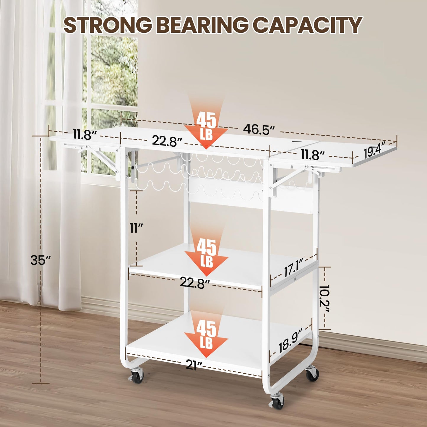 Rengue Heat Press Stand, 3 Tier Movable Heat Press Table for Heat Transfer Machine, Versatile Craft Table for Sublimation Printers with Cable Management Holes, Foldable Sides and Vinyl Rolls Holder