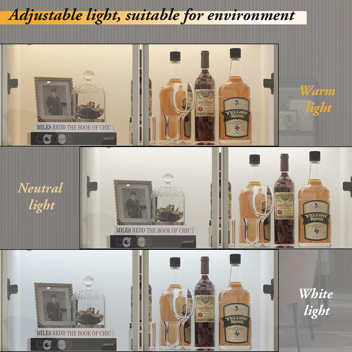 Hitow Wardrobe Cabinet with LED Light Strips, Armoire Closet with Glass Doors, Wooden Large Display Shelf Storage Cabinet with 4 Tiers Shelf, Pop-up Bedroom Armoire Clothes Organizer, White 31.5" W Hitow