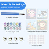 4 Pack Paint by Number for Kids with Wooden Frame, Cartoon Owl, Whale Paint by Numbers for Kids Ages 8-12, Baby Dinosaur, Monkey, DIY Acrylic Oil Painting for Beginners for Home Wall Decor 8X8 inch NEWENMO