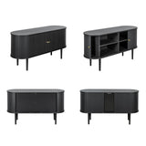 WERMO 55'' Black Sideboard Storage Cabinet with Doors and Shelves - Black Credenza Storage Cabinet for Office, Bedroom Storage Cabinet, Hallway Storage Cabinet, Black Buffet Cabinet (Black Oak) WERMO